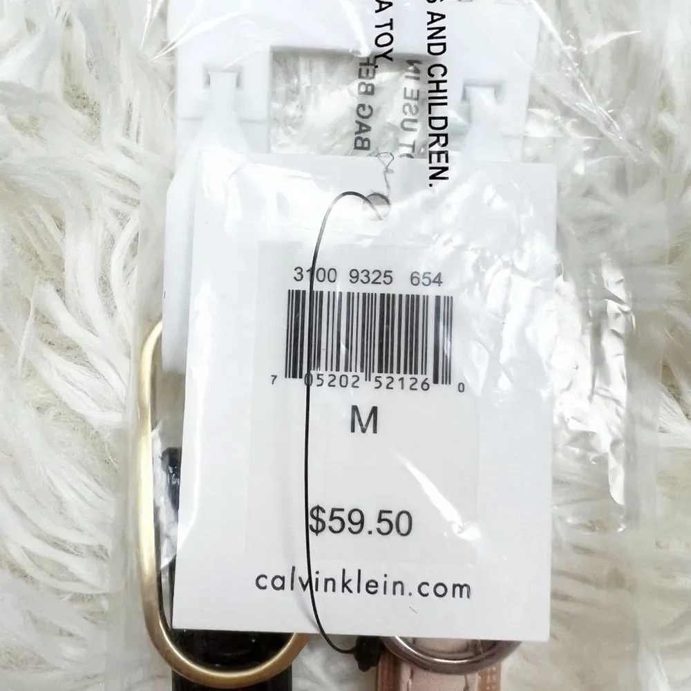 Calvin Klein Women's Skinny Belts Set of Two Black and Light Pink Size Medium‎
